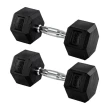 Par Halter 6kg + 6kg Dumbbell Sextavado Emborrachado Pegada Cromada Gallant (GDB06F3B-PT)